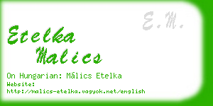 etelka malics business card