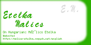 etelka malics business card